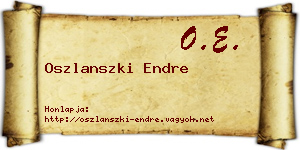 Oszlanszki Endre névjegykártya